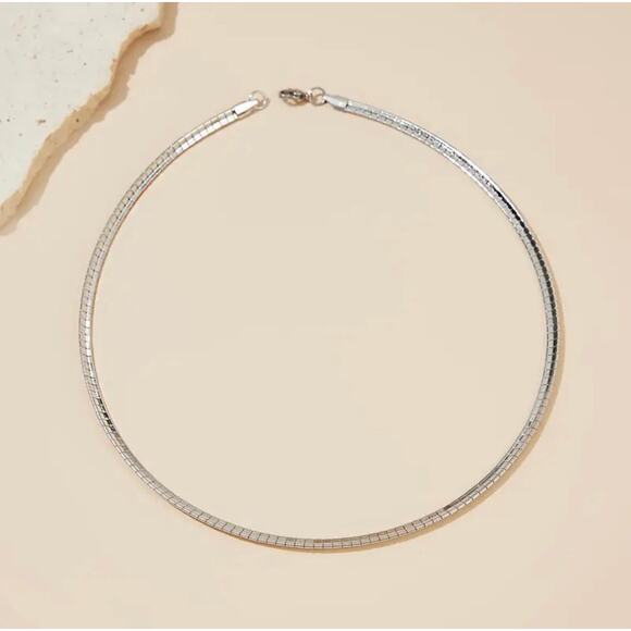NEW NORDSTROM REVOLVE Silver Choker Omega Chain Link 5mm Necklace Jewelry Retro - Picture 1 of 10